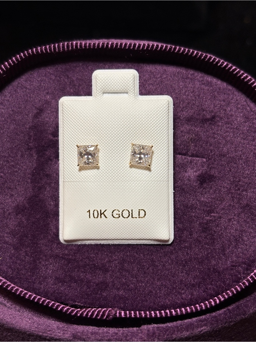 10k Real Gold 1.2ct. VVS1 Moissanite Princess-Cut Stud Earrings - Picture 12 of 17